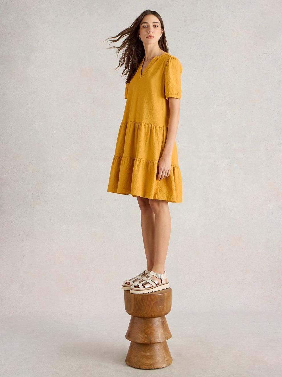 Clara Jersey Dress  in DK YELLOW - LIFESTYLE