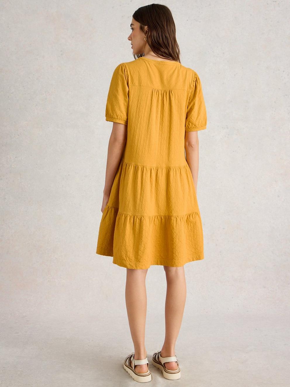 Clara Jersey Dress  in DK YELLOW - MODEL BACK
