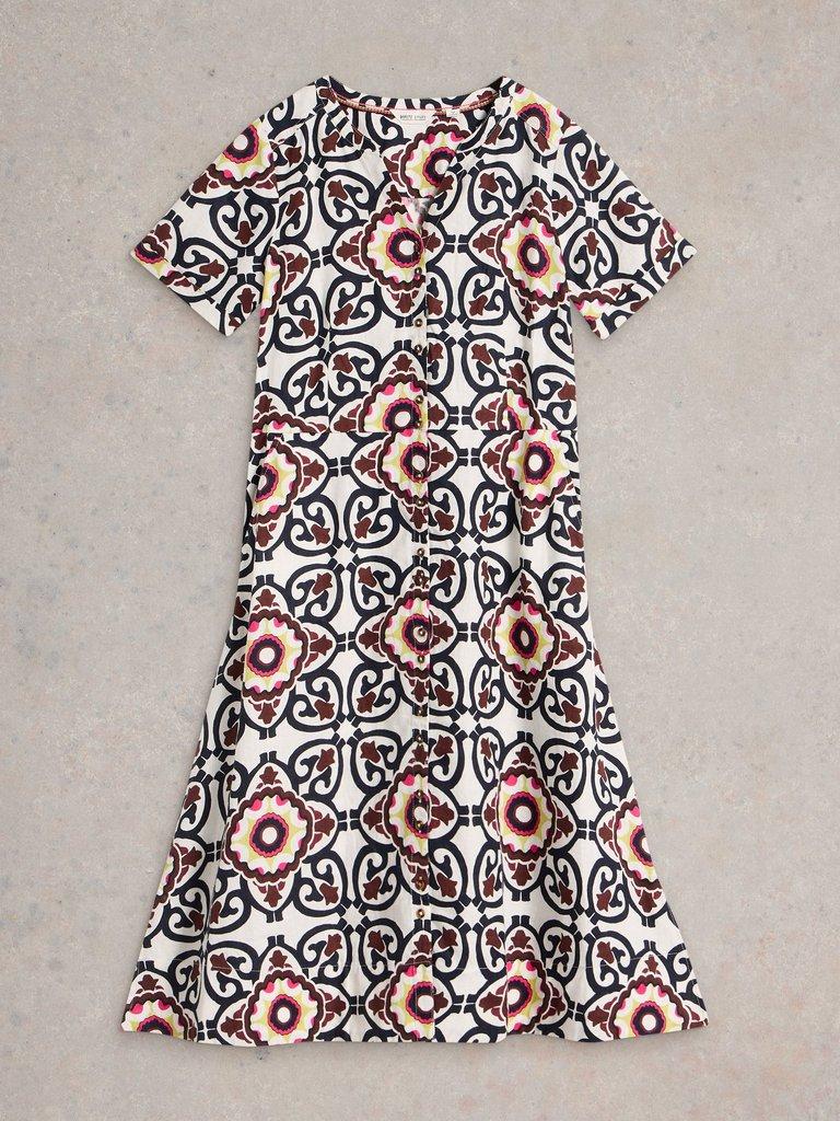 Iris Linen Midi Dress in IVORY PR - FLAT FRONT
