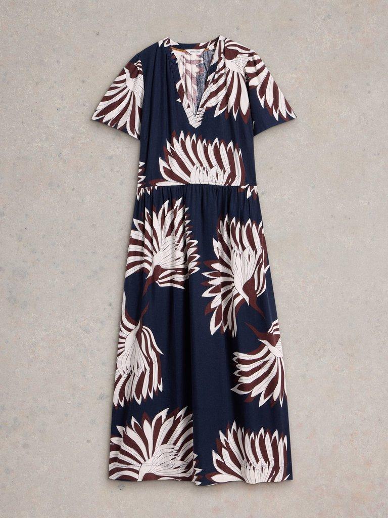 Clove Linen Blend Dress in NAVY PR - FLAT FRONT