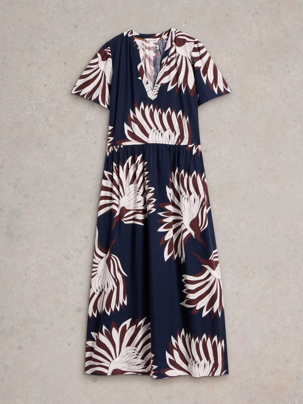 Clove Linen Blend Dress in NAVY PR - FLAT FRONT