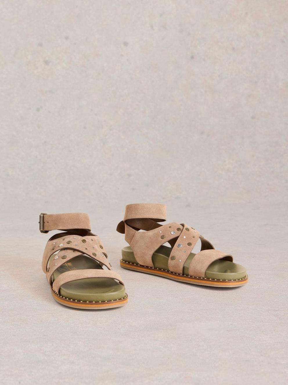 Gladiator Footbed Sandal in DK NAT - FLAT FRONT