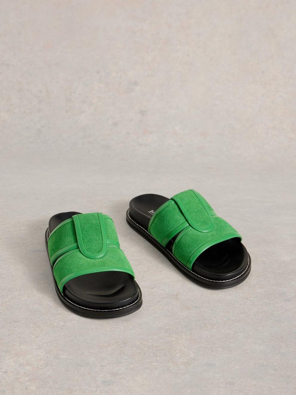 Ziggy Slider Footbed in BRT GREEN - FLAT FRONT