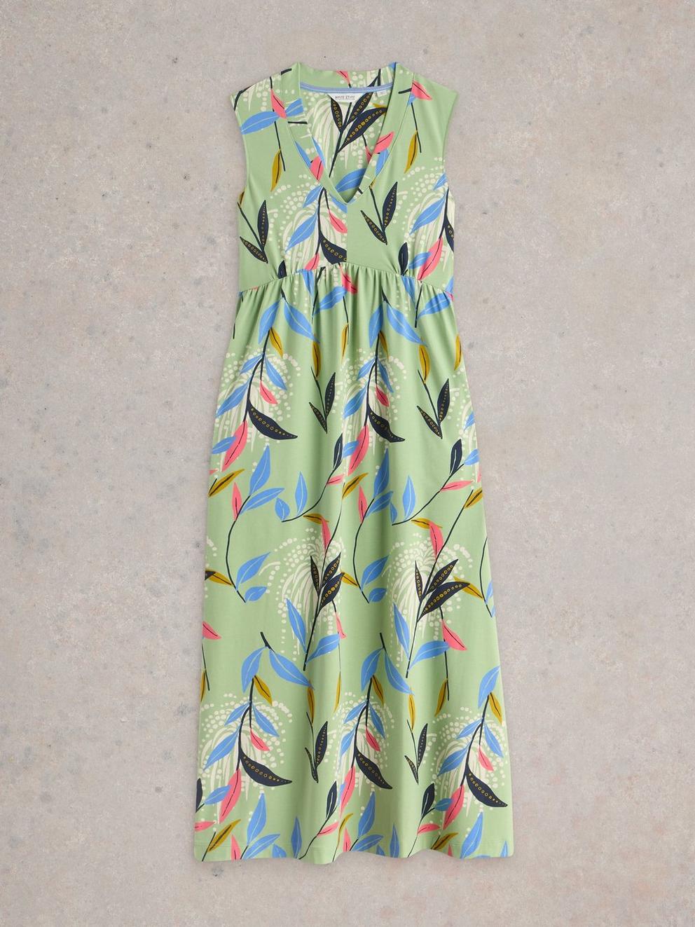 Archer Jersey Maxi Dress in GREEN MLT - FLAT FRONT