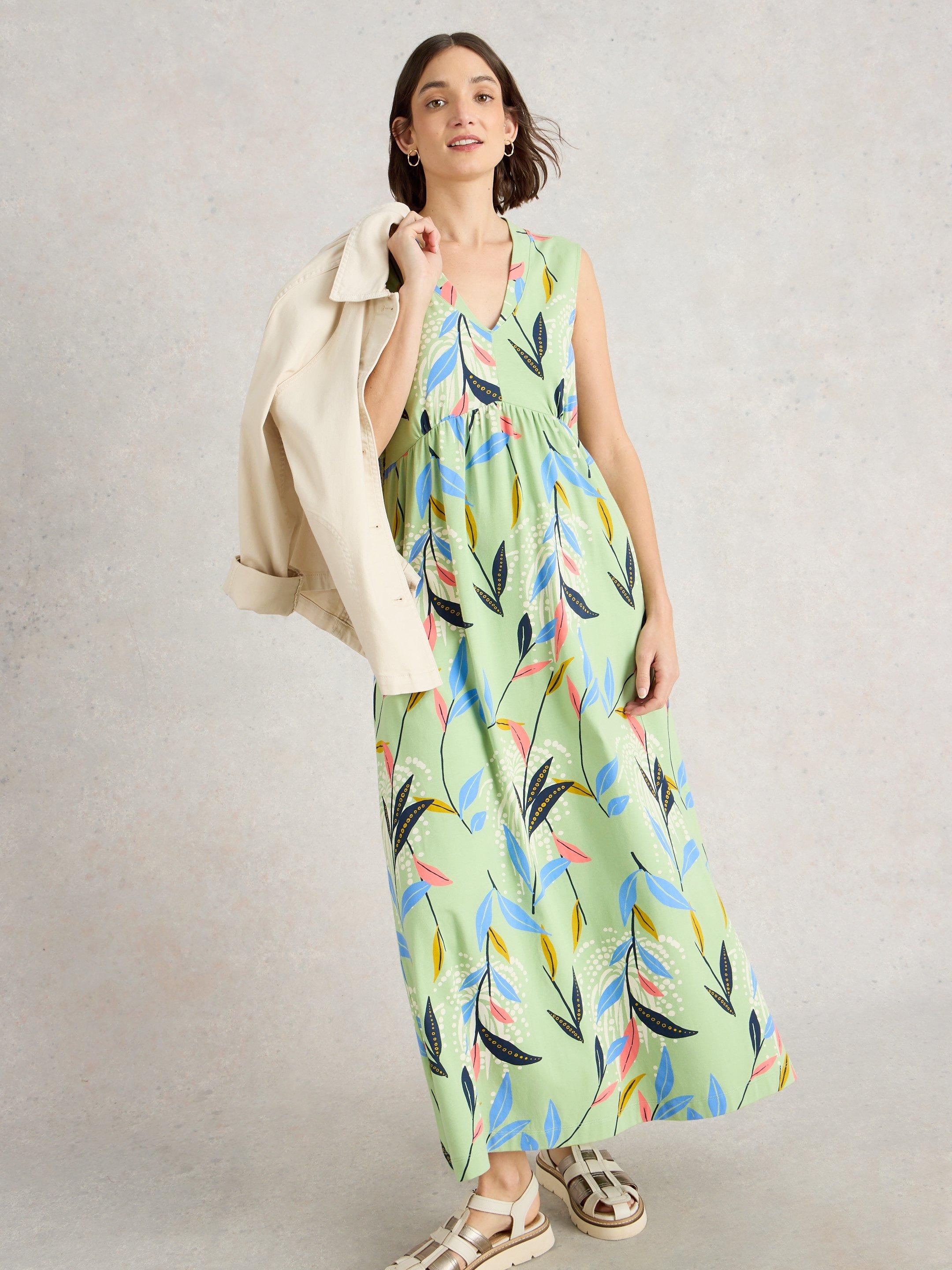 Archer Jersey Maxi Dress in GREEN MULTI White Stuff EU