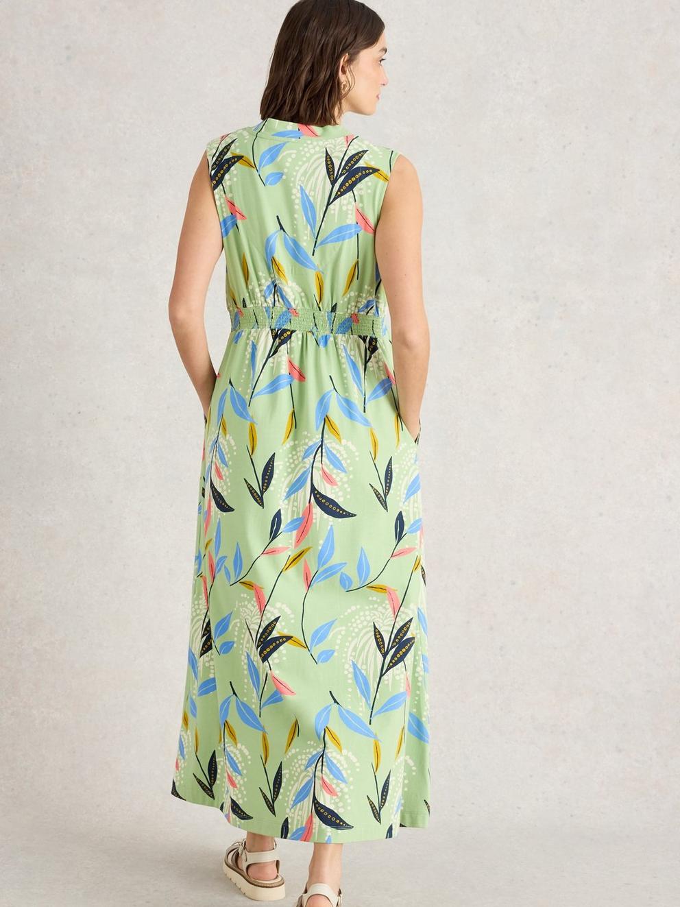 Archer Jersey Maxi Dress in GREEN MLT - MODEL BACK