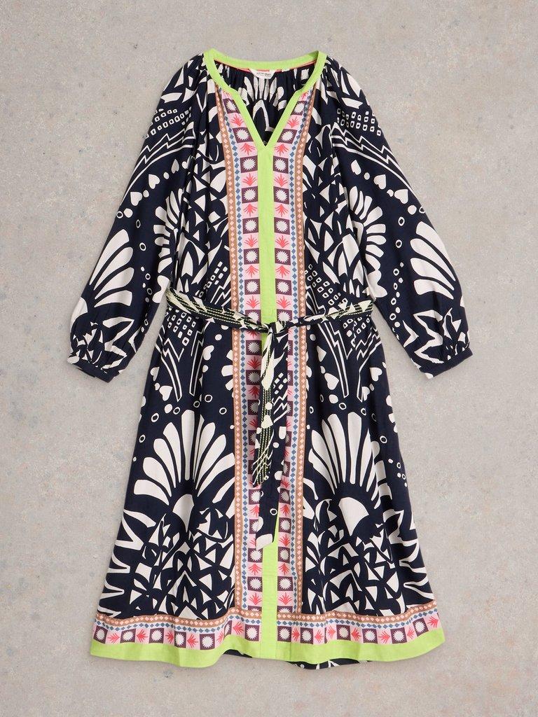 Liv Midi Dress  in NAVY MULTI - FLAT FRONT