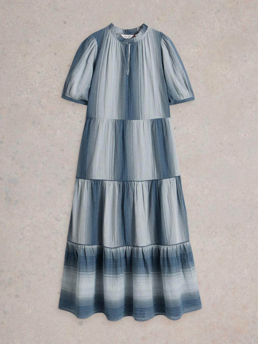 Halle Stripe Maxi Dress in CHAMB BLUE - FLAT FRONT