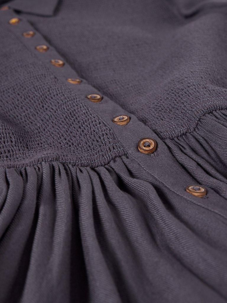 Valeria Shirred Dress in MID PURPLE - FLAT DETAIL