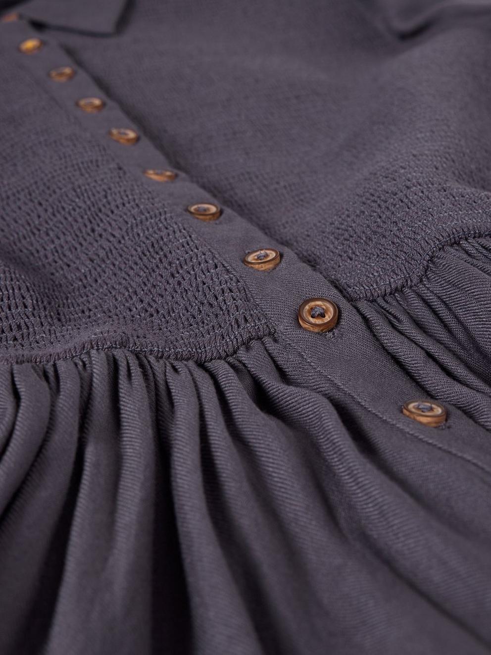 Valeria Shirred Dress in MID PURPLE - FLAT DETAIL