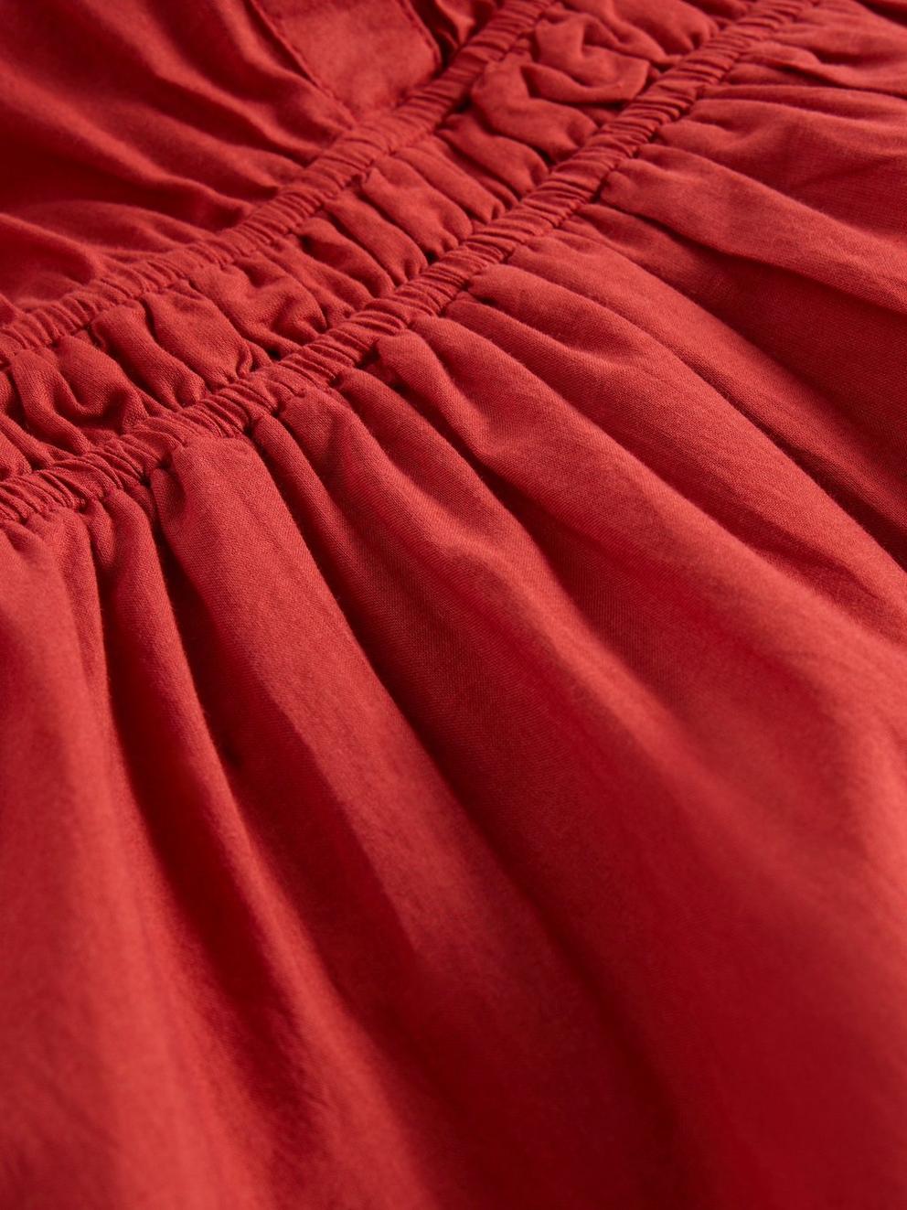 Willow Broderie Dress in DK RED - FLAT DETAIL