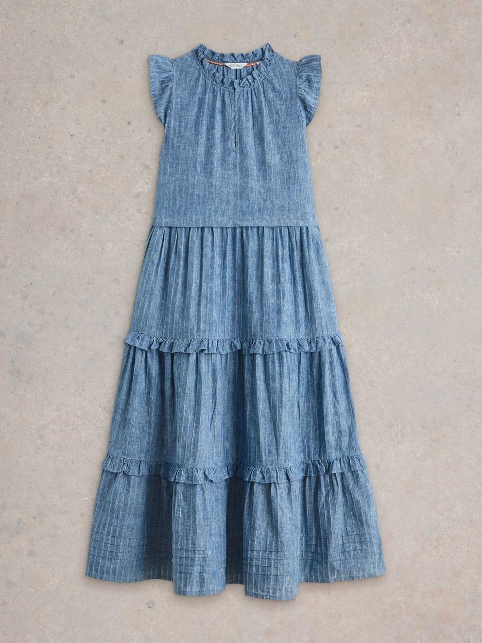 Rosie Stripe Maxi Dress in BLUE MLT - FLAT FRONT
