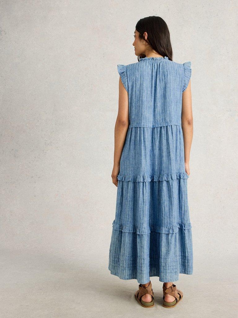 Rosie Stripe Maxi Dress in BLUE MLT - MODEL BACK