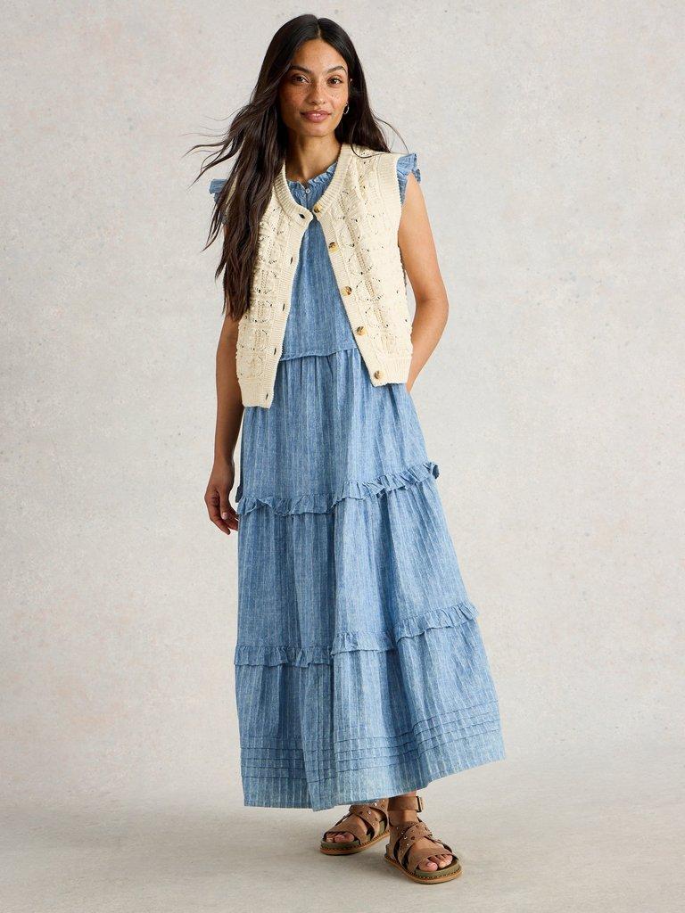 Rosie Stripe Maxi Dress in BLUE MLT - MODEL FRONT