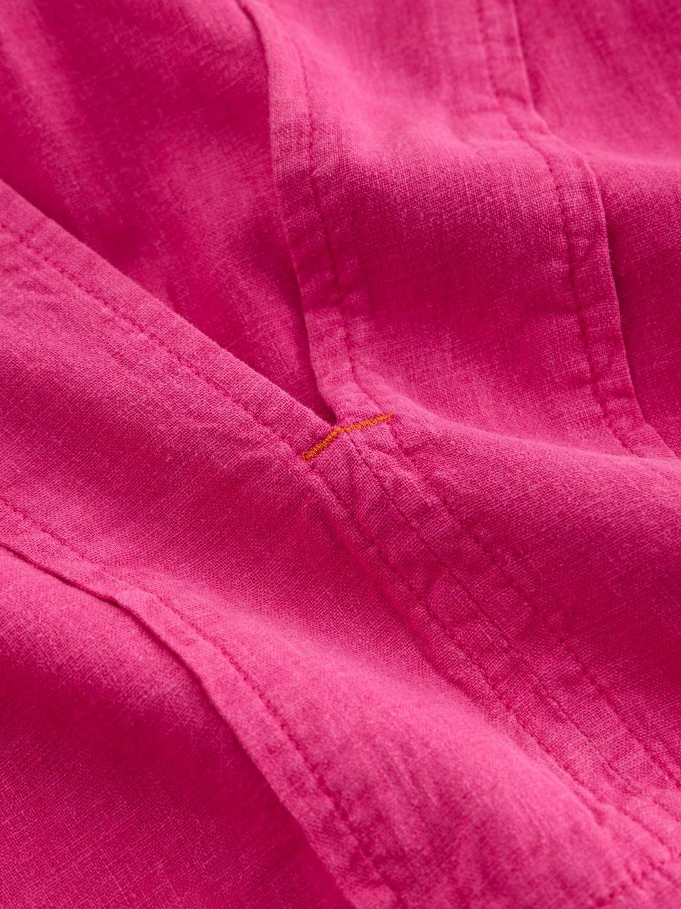 Marianne Linen Blend Midi Dress in BRT PINK - FLAT DETAIL