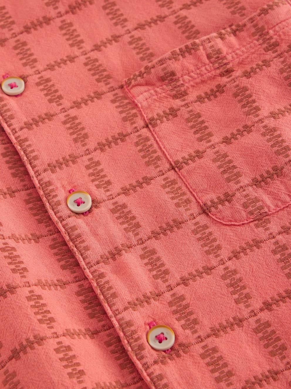 SS Overdye Check Shirt in DEEP PINK - FLAT DETAIL
