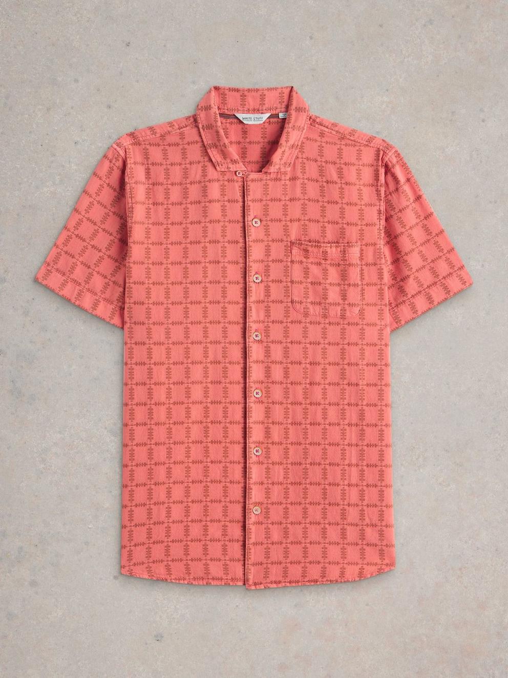 SS Overdye Check Shirt in DEEP PINK - FLAT FRONT