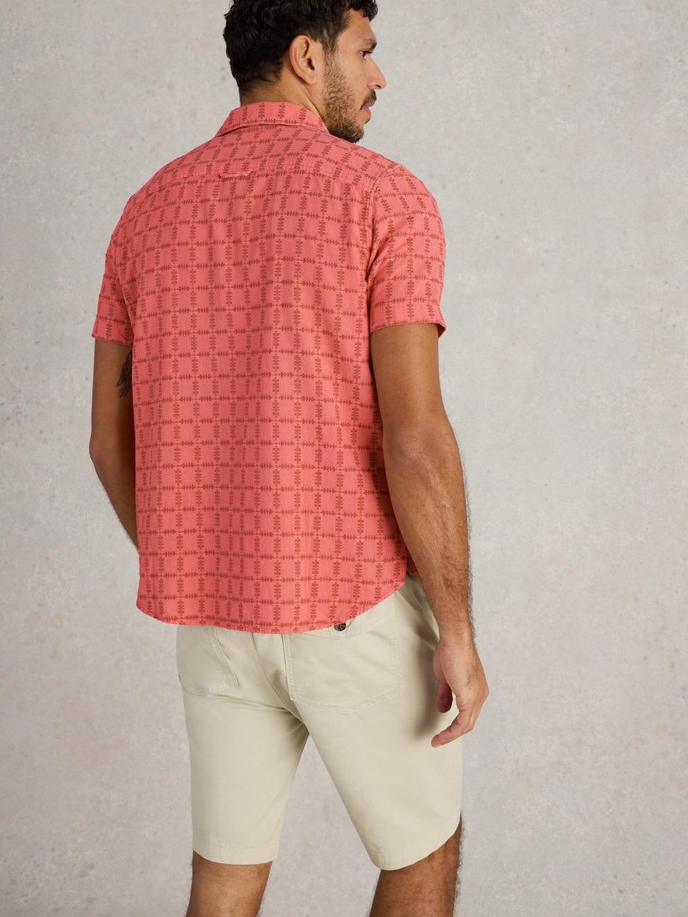 SS Overdye Check Shirt in DEEP PINK - MODEL BACK