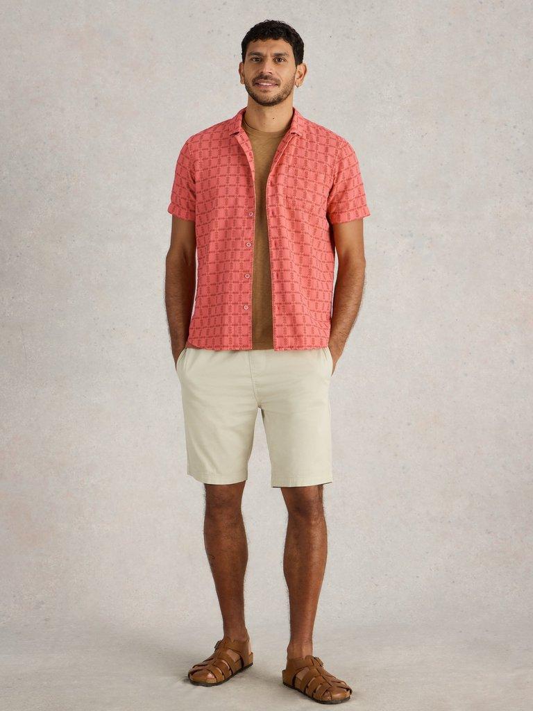 SS Overdye Check Shirt in DEEP PINK - MODEL FRONT