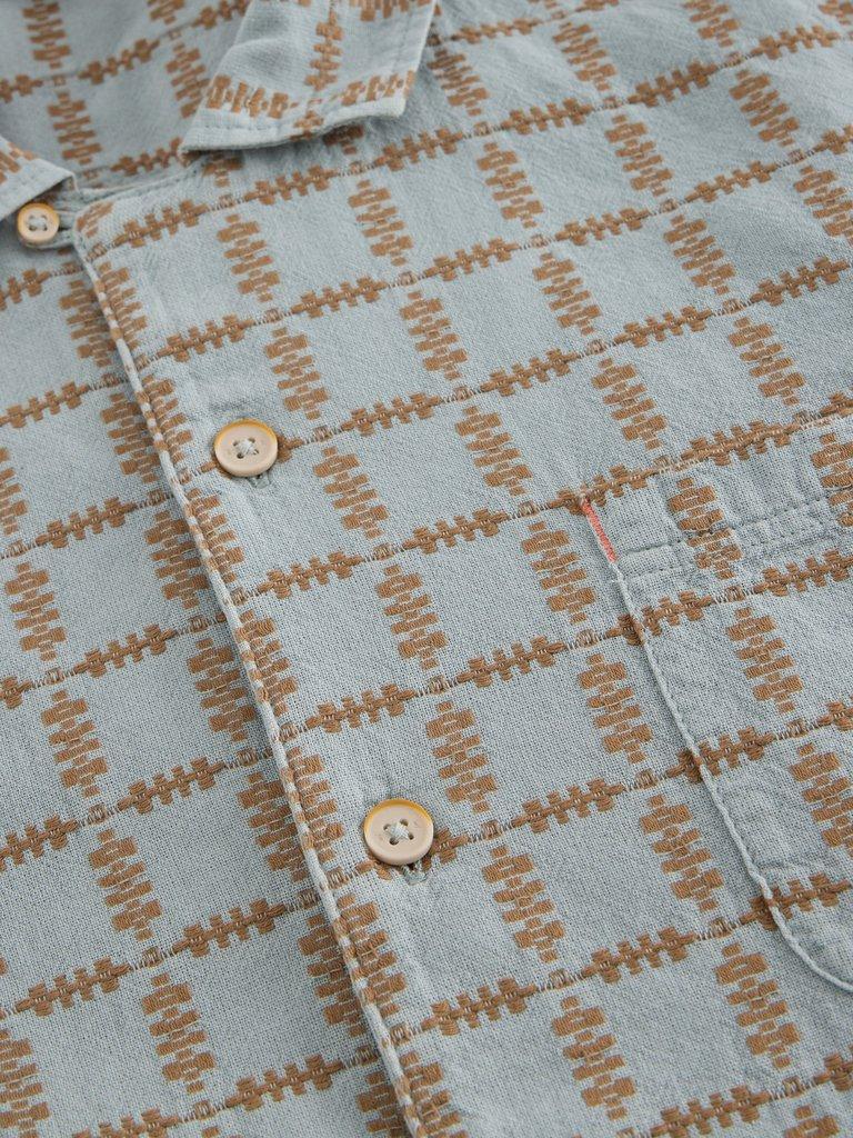 SS Overdye Check Shirt in LGT BLUE - FLAT DETAIL