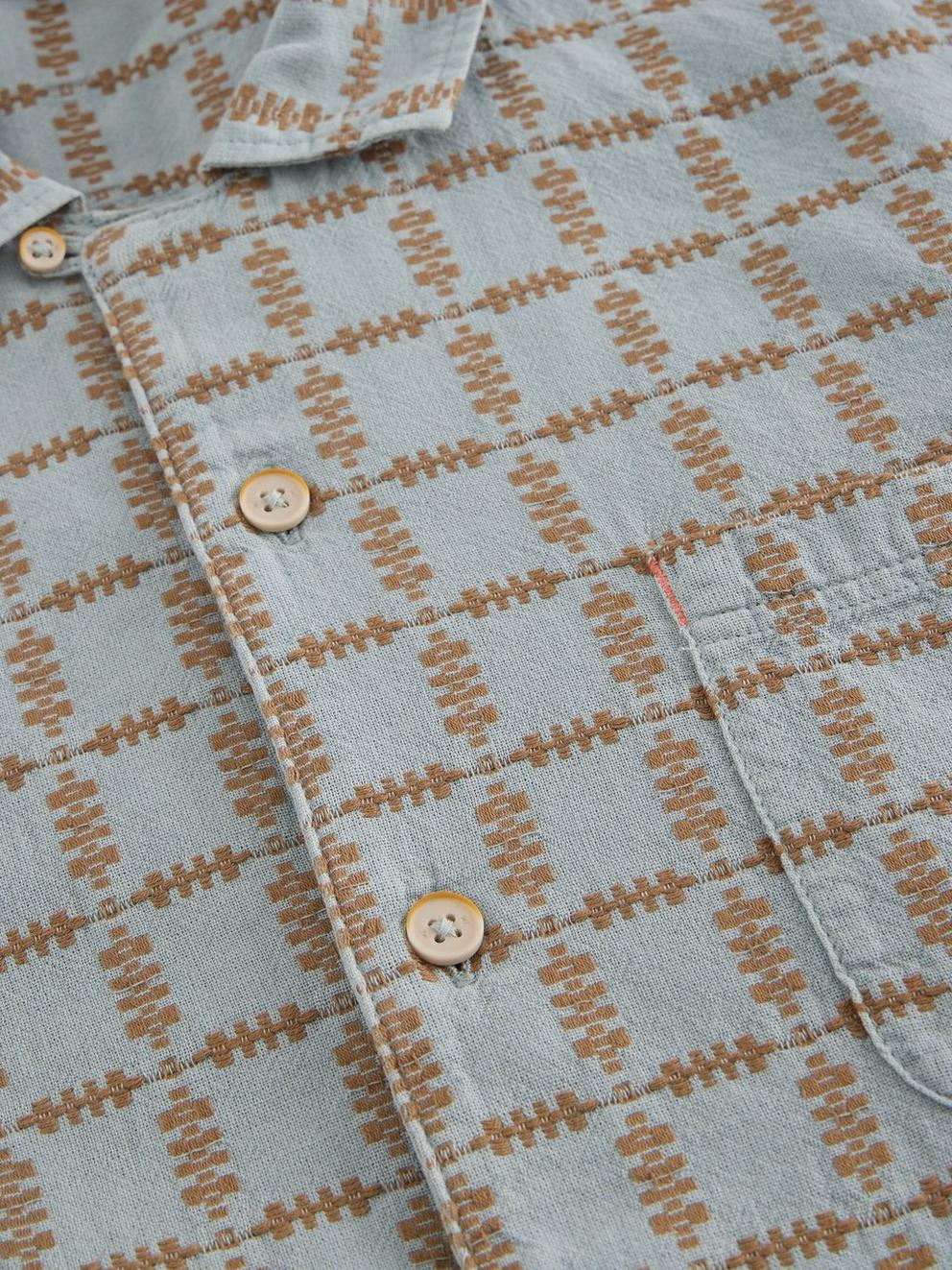 SS Overdye Check Shirt in LGT BLUE - FLAT DETAIL