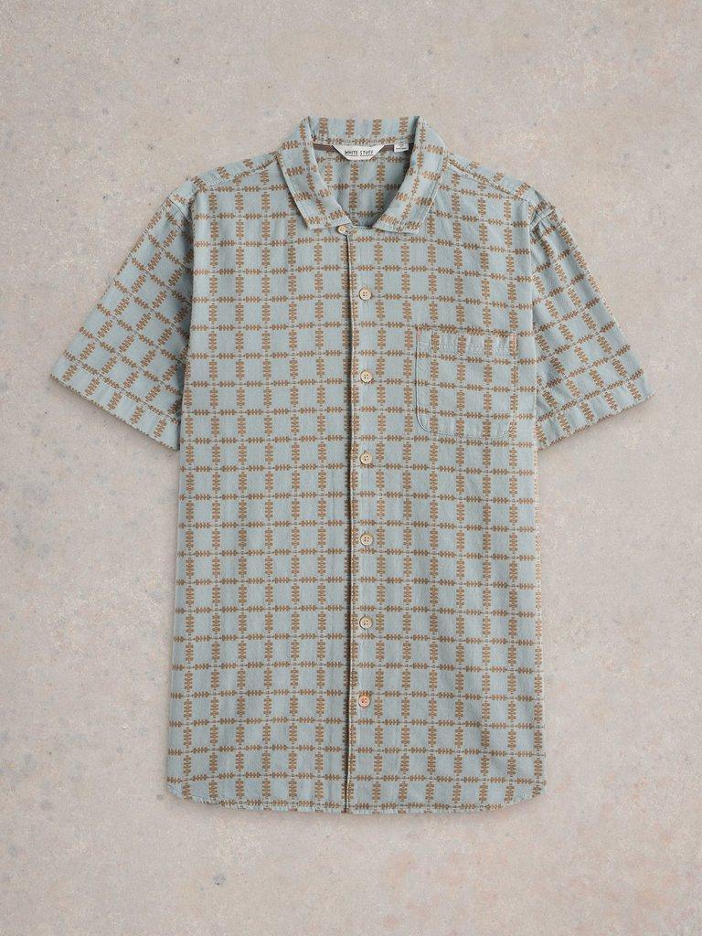 SS Overdye Check Shirt in LGT BLUE - FLAT FRONT