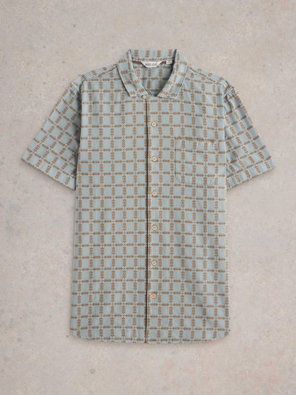 SS Overdye Check Shirt in LGT BLUE - FLAT FRONT