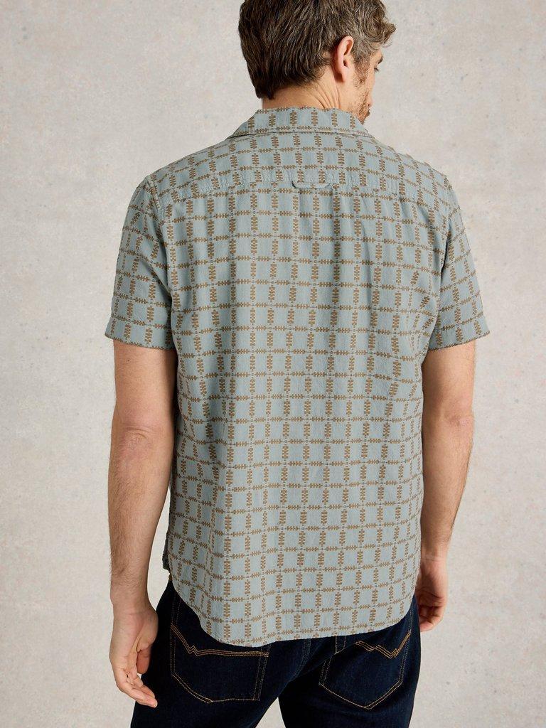 SS Overdye Check Shirt in LGT BLUE - MODEL BACK