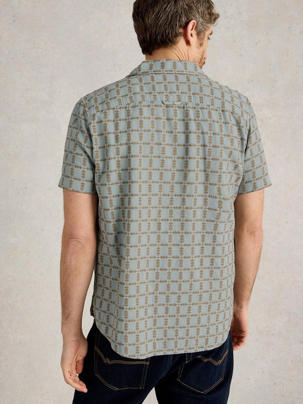 SS Overdye Check Shirt in LGT BLUE - MODEL BACK