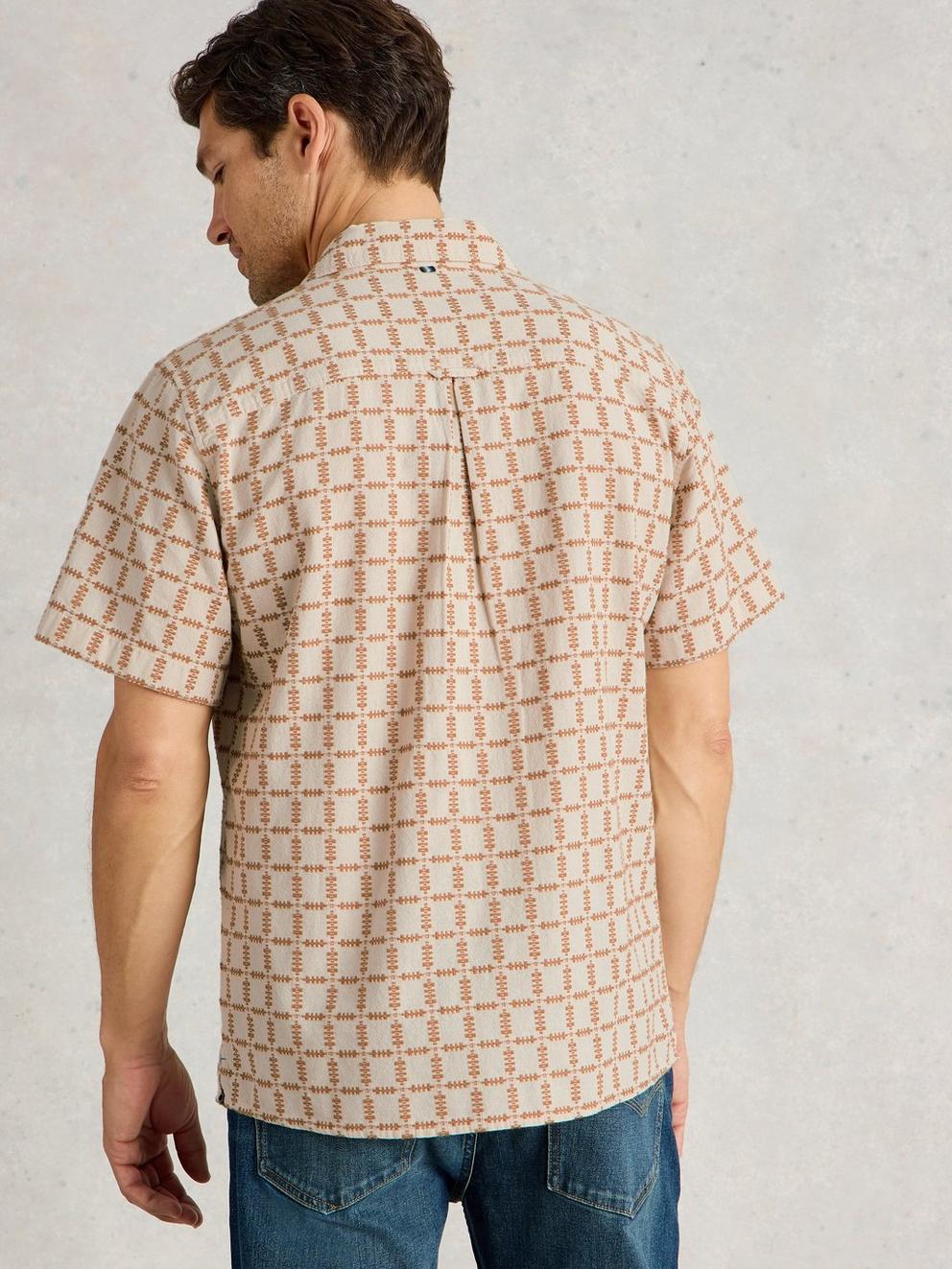 SS Overdye Check Shirt in NAT MLT - MODEL BACK