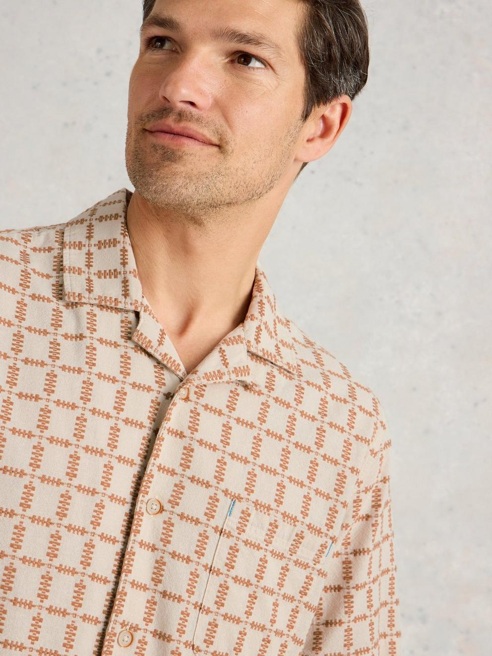 SS Overdye Check Shirt in NAT MLT - MODEL DETAIL