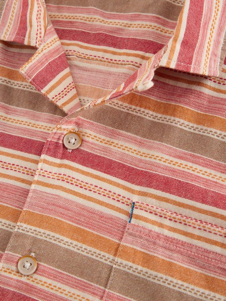 Horizontal SS Stripe Shirt in RED MLT - FLAT DETAIL