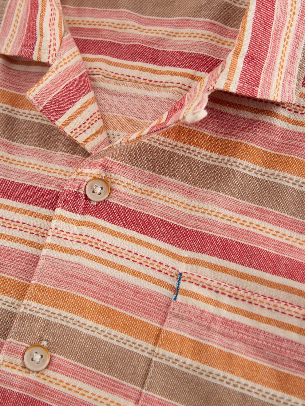 Horizontal SS Stripe Shirt in RED MLT - FLAT DETAIL