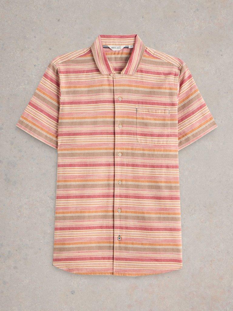 Horizontal SS Stripe Shirt in RED MLT - FLAT FRONT