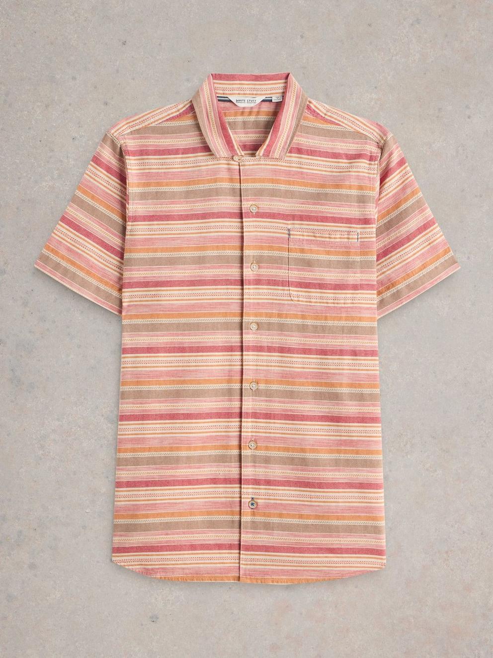 Horizontal SS Stripe Shirt in RED MLT - FLAT FRONT