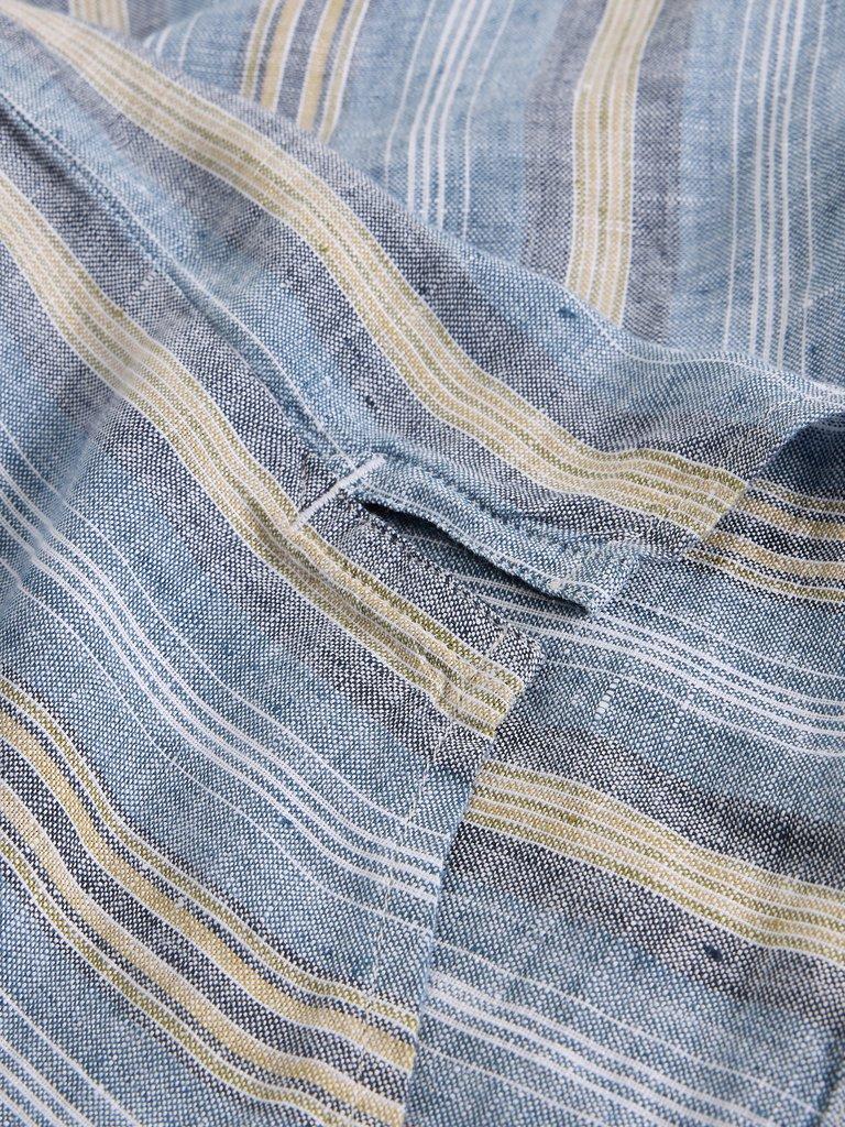 Keswick Stripe LS Linen Shirt in BLUE MLT - FLAT DETAIL