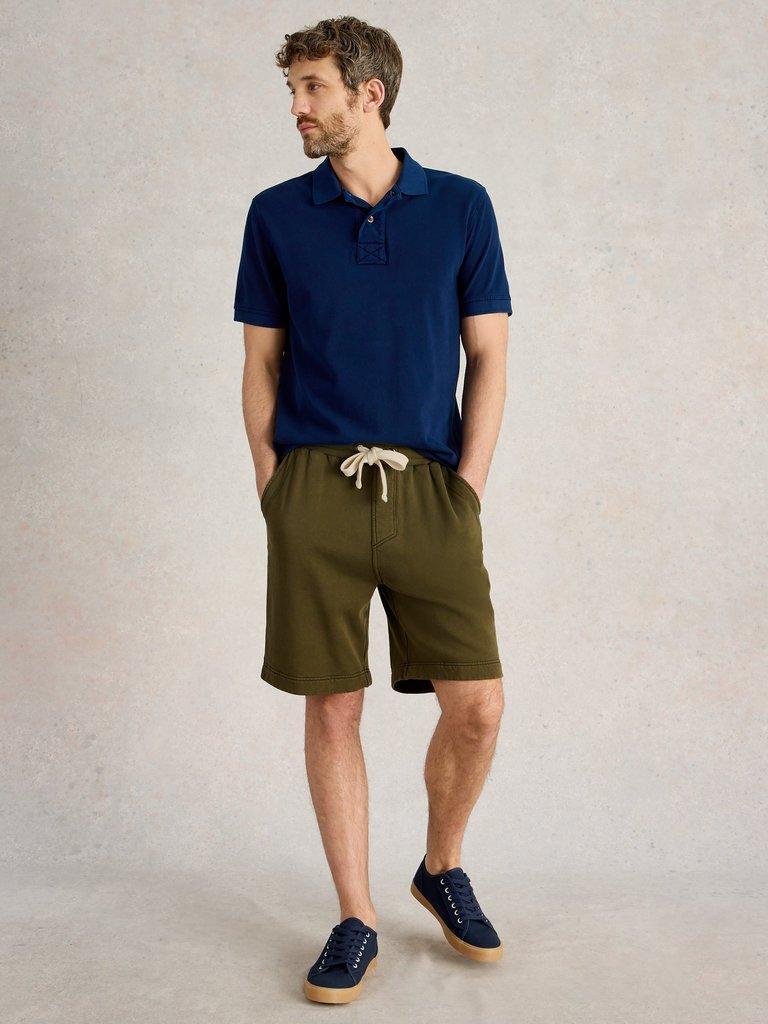 Brampton Jersey Short in KHAKI GRN - MODEL FRONT