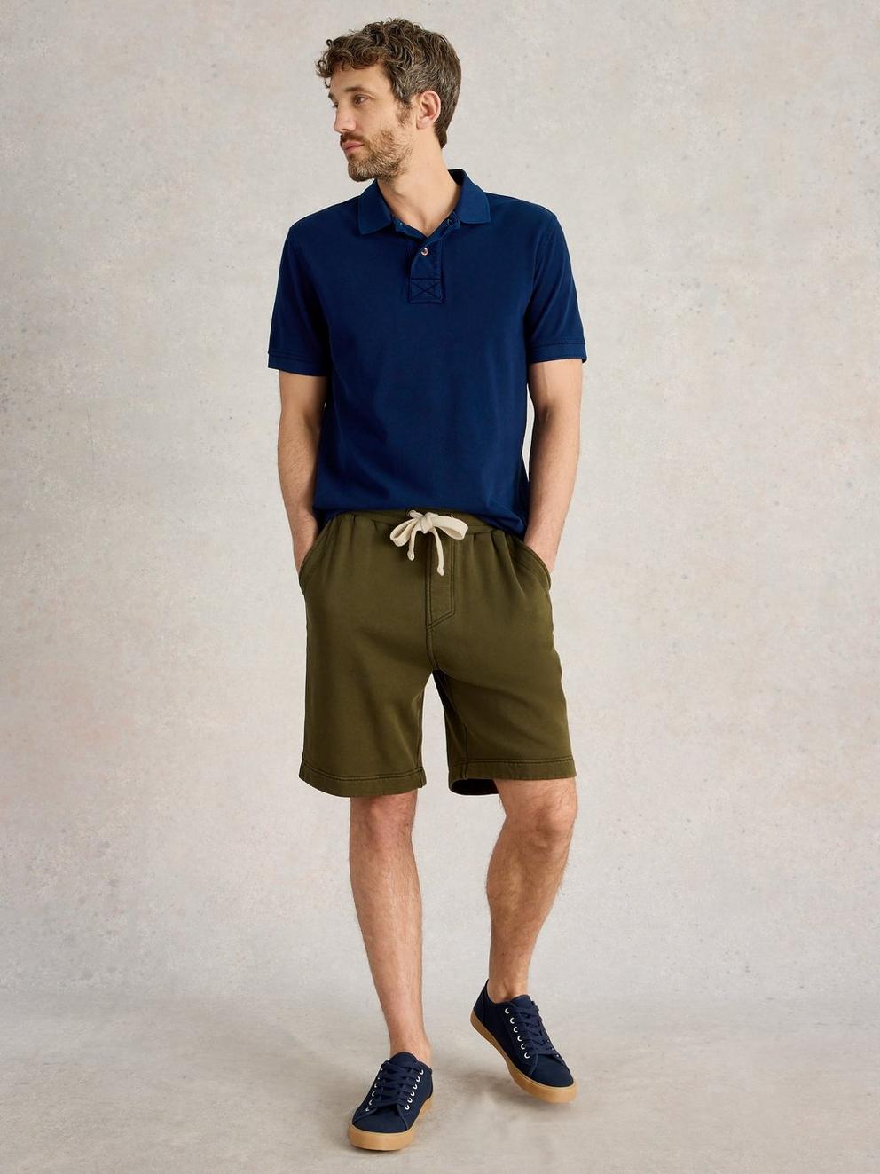 Brampton Jersey Short in KHAKI GRN - MODEL FRONT