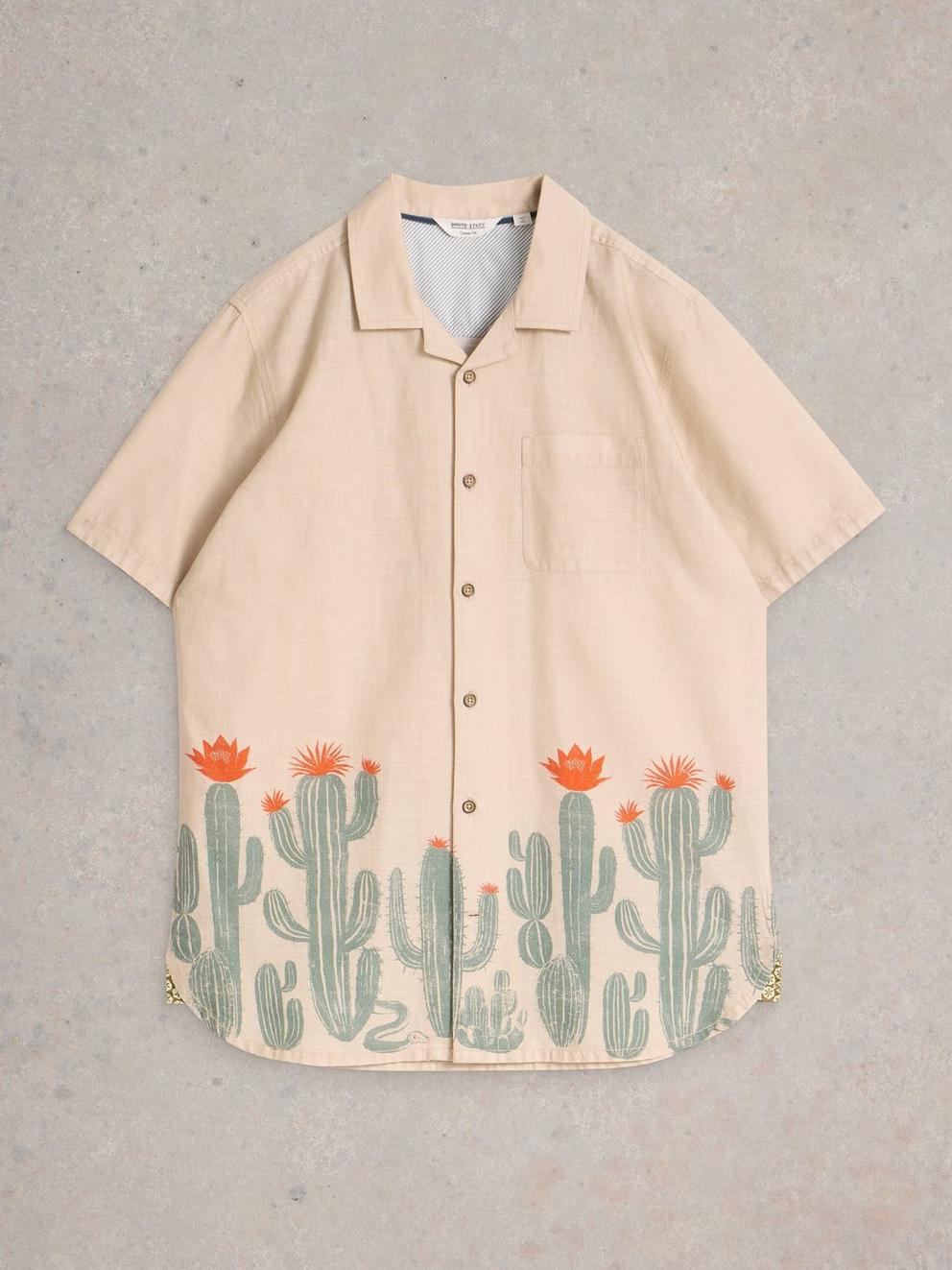Hayle Cactus Printed Shirt in NAT PR - FLAT FRONT