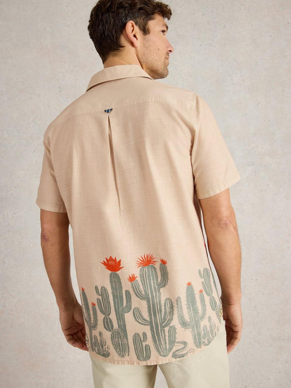Hayle Cactus Printed Shirt in NAT PR - MODEL BACK