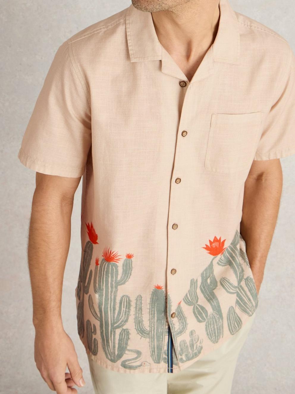 Hayle Cactus Printed Shirt in NAT PR - MODEL DETAIL