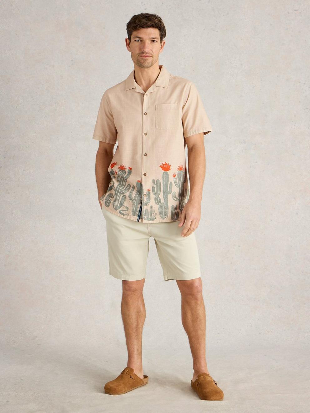 Hayle Cactus Printed Shirt in NAT PR - MODEL FRONT