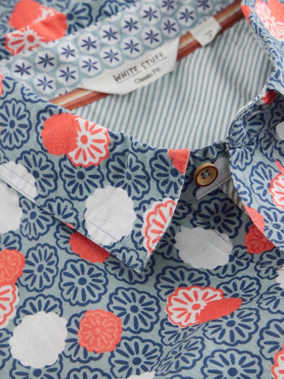 Finsbury Stamp Printed Shirt in BLUE PR - FLAT DETAIL