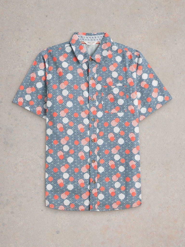 Finsbury Stamp Printed Shirt in BLUE PR - FLAT FRONT