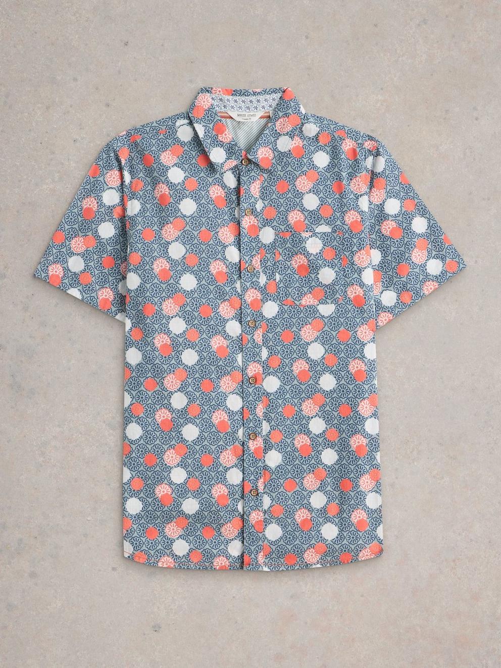 Finsbury Stamp Printed Shirt in BLUE PR - FLAT FRONT