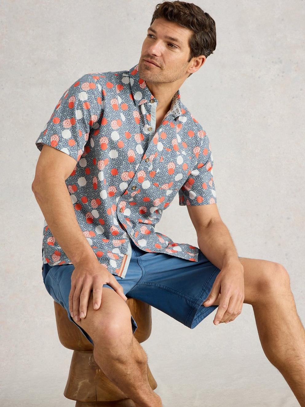 Finsbury Stamp Printed Shirt in BLUE PR - LIFESTYLE