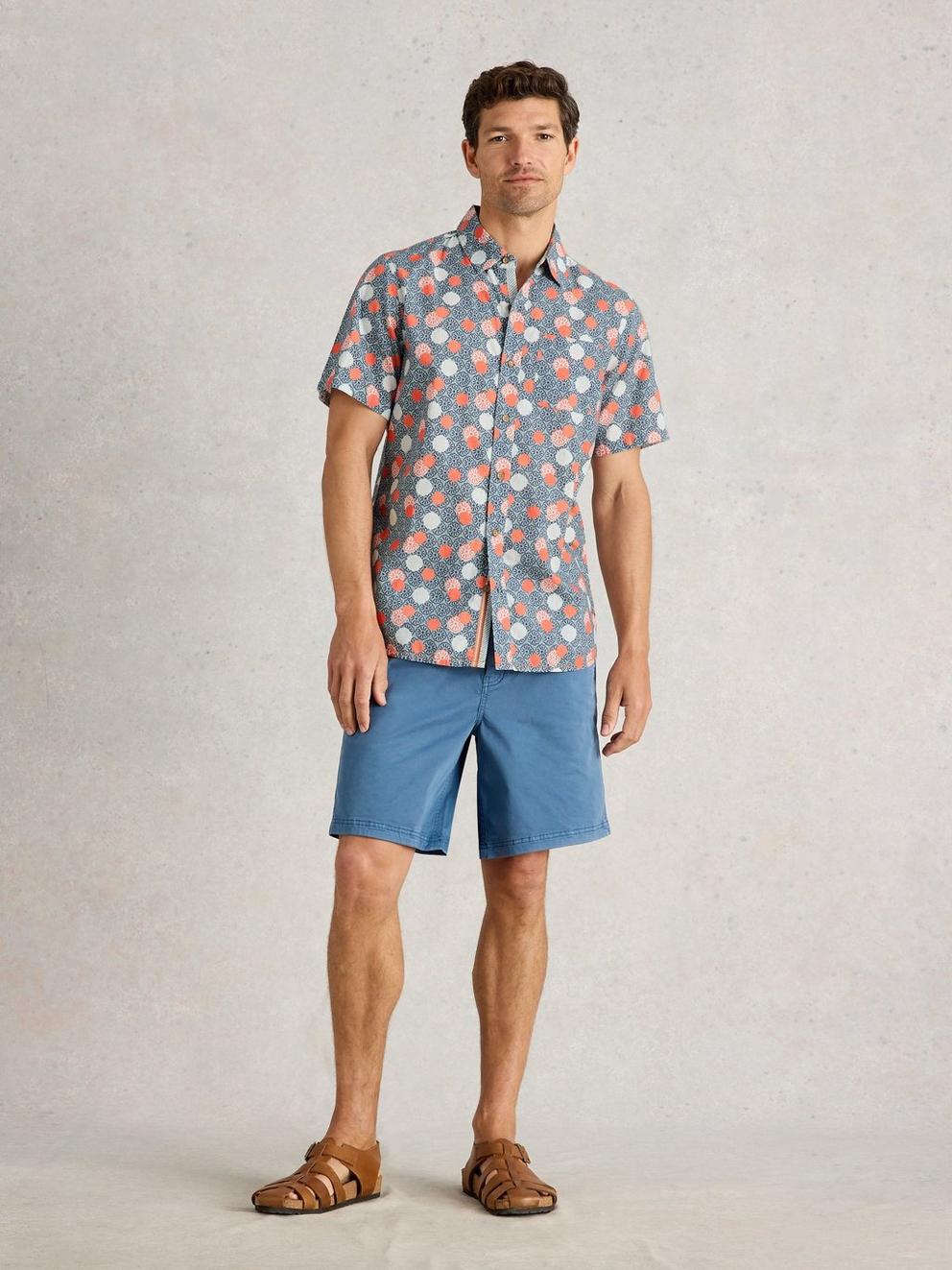 Finsbury Stamp Printed Shirt in BLUE PR - MODEL FRONT