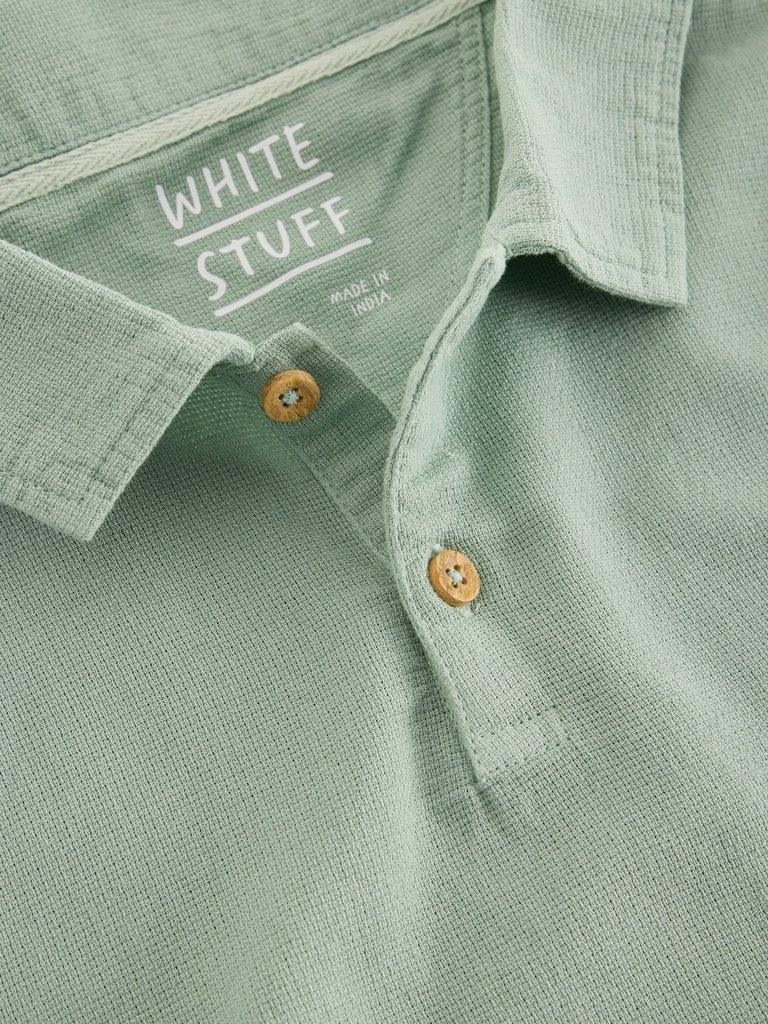 Anderby Woven Collared Polo in LGT GREEN - FLAT DETAIL
