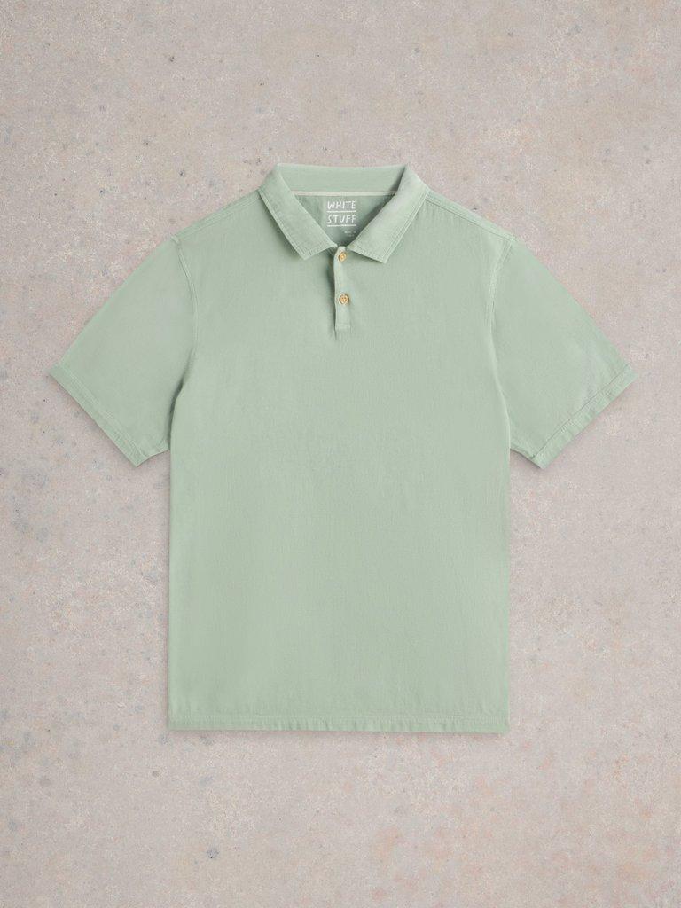 Anderby Woven Collared Polo in LGT GREEN - FLAT FRONT