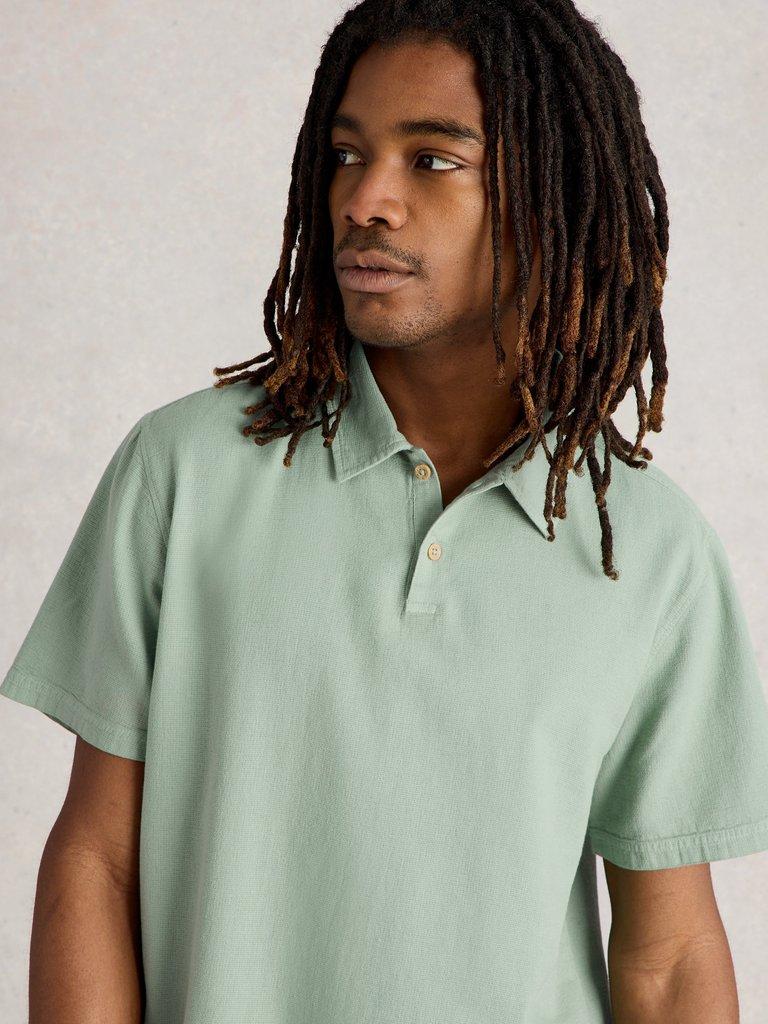 Anderby Woven Collared Polo in LGT GREEN - LIFESTYLE